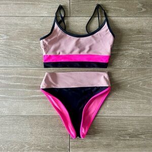 Beach Riot Vibrant Pink and Black Swimwear